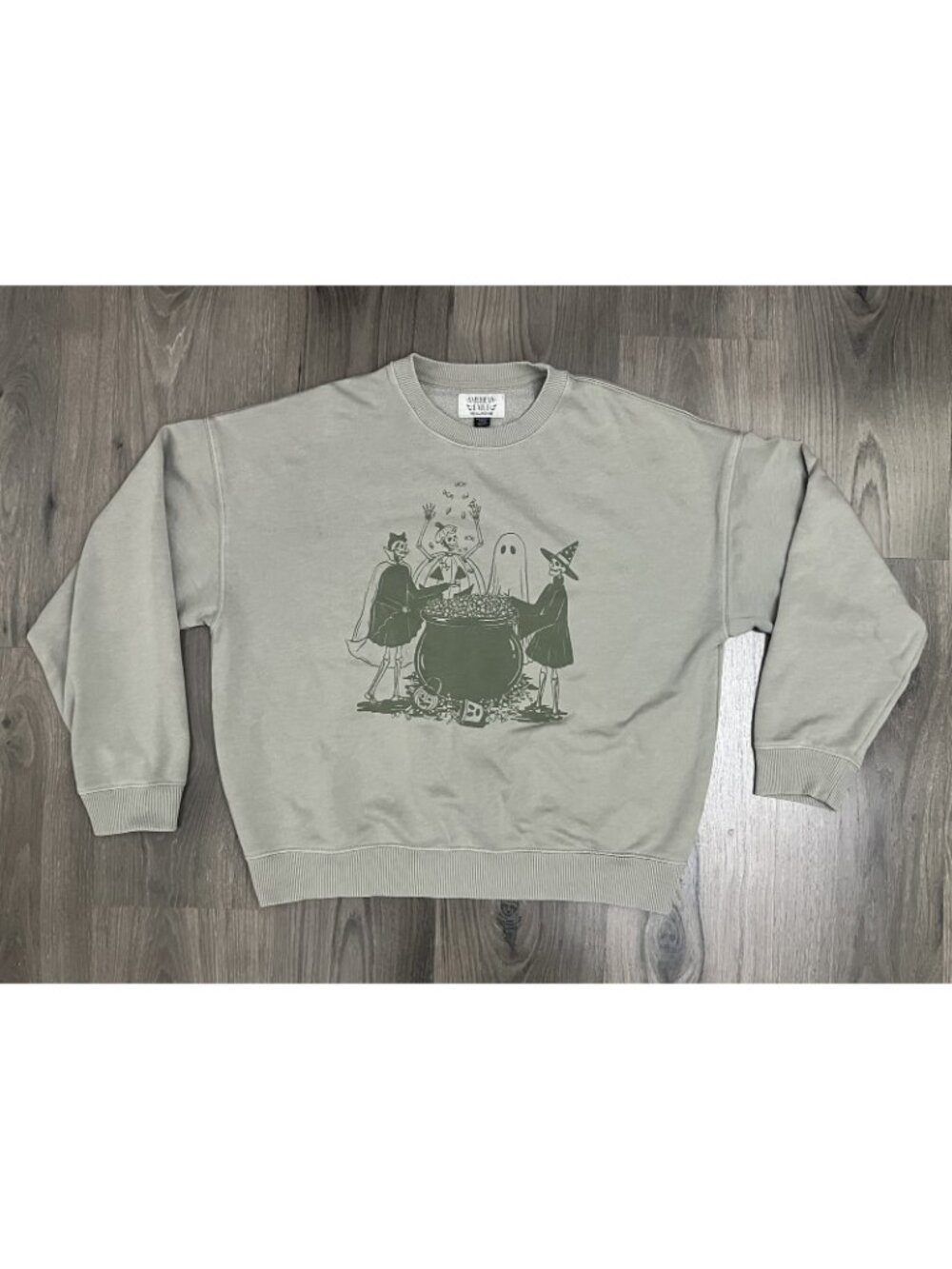 American Eagle The Halloween Shop Crewneck Sweatshirt Women's XS Sage Green - Picture 2 of 9